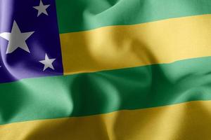 3D illustration flag of Sergipe is a state of Brazil. Waving on photo