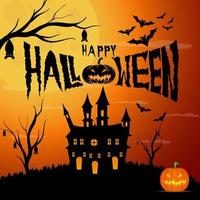 Happy halloween party background with night clouds and scary castle. suitable for invitations and greeting cards vector