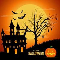Happy halloween background with night clouds and scary castle. suitable for invitations and greeting cards vector