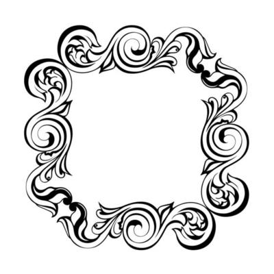 Vector damask vintage baroque scroll ornament swirl. Victorian monogram heraldic shield swirl.Retro floral leaf pattern border foliage antique  acanthus calligraphy engraved tattoo. Tile decor element