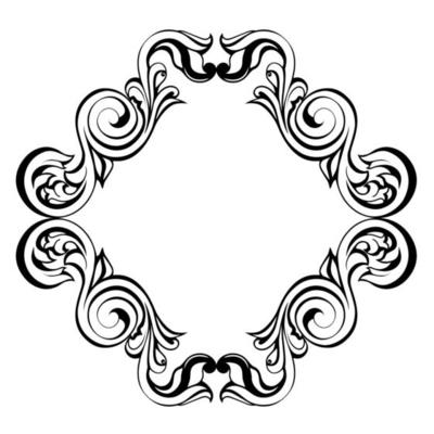 Vector damask vintage baroque scroll ornament swirl. Victorian monogram heraldic shield swirl.Retro floral leaf pattern border foliage antique  acanthus calligraphy engraved tattoo. Tile decor element