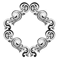 Vector damask vintage baroque scroll ornament swirl. Victorian monogram heraldic shield swirl.Retro floral leaf pattern border foliage antique  acanthus calligraphy engraved tattoo. Tile decor element