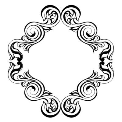 Vector damask vintage baroque scroll ornament swirl. Victorian monogram heraldic shield swirl.Retro floral leaf pattern border foliage antique  acanthus calligraphy engraved tattoo. Tile decor element