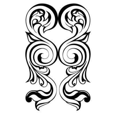 Vector damask vintage baroque scroll ornament swirl. Victorian monogram heraldic shield swirl.Retro floral leaf pattern border foliage antique  acanthus calligraphy engraved tattoo. Tile decor elemen