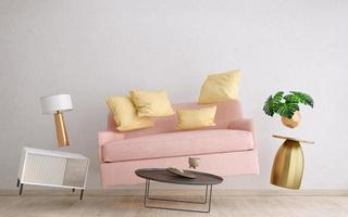 muebles de sala de estar interior.concepto para publicidad de decoración del hogar.representación 3d foto
