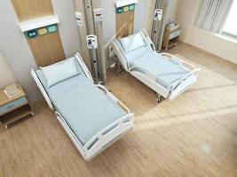 Top view of hospital recovery room with beds.3d rendering photo