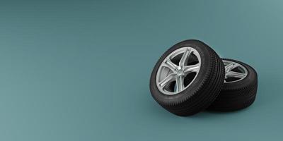 Tires and alloy rims with copy space.3d rendering photo