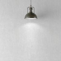 Hanging vintage lamp with light on concrete wall.3d rendering