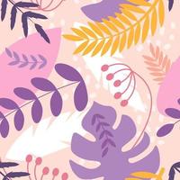 Tropical plants. Vector seamless pattern in flat style