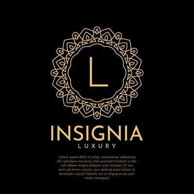 letter L luxurious insignia circle decorative lace vector logo design