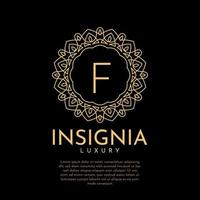 letter F luxurious insignia circle decorative lace vector logo design