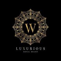 letter W luxury round alphabet logo template vector mandala for premium brand, personal branding identity, boutique, spa, wedding, gown, make up artist and cosmetic