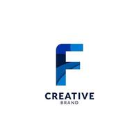 letter F alphabet logo in blue paper cut style modern and trendy creative design vector