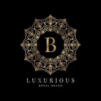letter B luxury round alphabet logo template vector mandala for premium brand, personal branding identity, boutique, spa, wedding, gown, make up artist and cosmetic