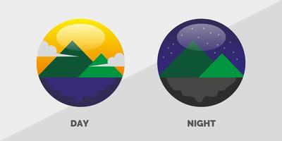elemento de diseño de vector de ilustración de día y noche
