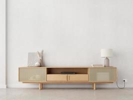 TV Cabinet with empty white wall background.Minimal style.3d rendering photo