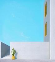 Minimal exterior architecture with blue sky.3d rendering photo