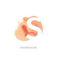 negative letter S with watercolor splash for fashion or beauty care logo, apparel brand, personal branding identity, make up artist or any other company vector