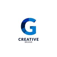 letter G alphabet logo in blue paper cut style modern and trendy creative design vector