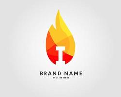 letter I modern flame trendy bright logo design for creative and energic company vector