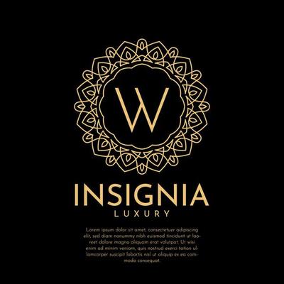 letter W luxurious insignia circle decorative lace vector logo design