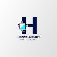 logotipo del circuito de la letra h. máquina terminal para tecnología, gadget, inteligencia artificial vector