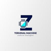 logotipo del circuito de la letra z. máquina terminal para tecnología, gadget, inteligencia artificial vector