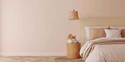 dormitorio interior.beige tonos design.3d rendering foto