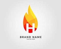 diseño de logotipo brillante de moda de llama moderna de letra h para empresa creativa y enérgica vector