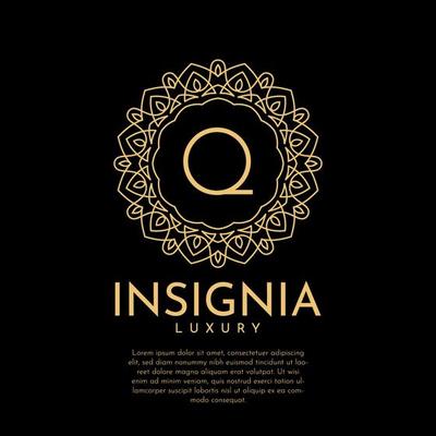 letter Q luxurious insignia circle decorative lace vector logo design