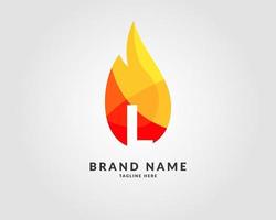 diseño de logotipo brillante de moda de llama moderna de letra l para empresa creativa y enérgica vector