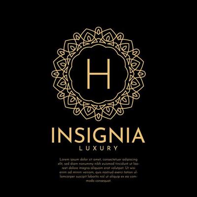 letter H luxurious insignia circle decorative lace vector logo design