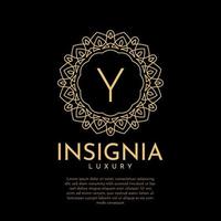 letter Y luxurious insignia circle decorative lace vector logo design