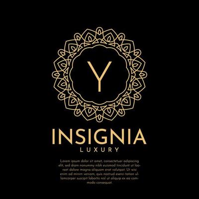 letter Y luxurious insignia circle decorative lace vector logo design