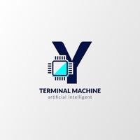 letter Y circuit logo. terminal machine for technology, gadget, artificial intelligent vector