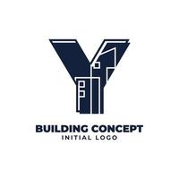 letter Y with building object initial vector logo design suitable for real estate and property business