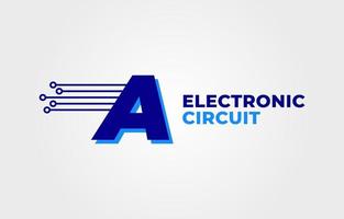 letter A with electronic circuit decoration initial vector logo design element