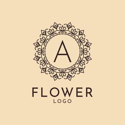 letter A flower circle decoration for spa, salon, hotel, florist, feminine brand