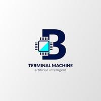 logotipo del circuito de la letra b. máquina terminal para tecnología, gadget, inteligencia artificial vector