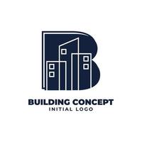 letra b con diseño de logotipo de vector inicial de objeto de construcción adecuado para bienes raíces y negocios inmobiliarios