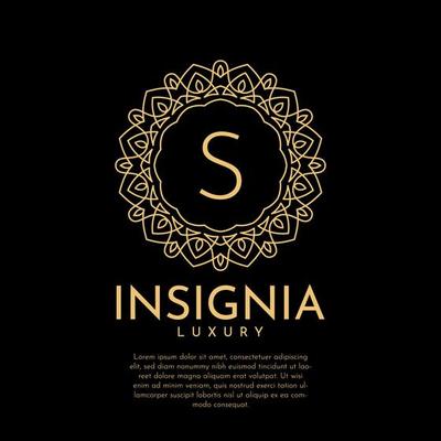 letter S luxurious insignia circle decorative lace vector logo design