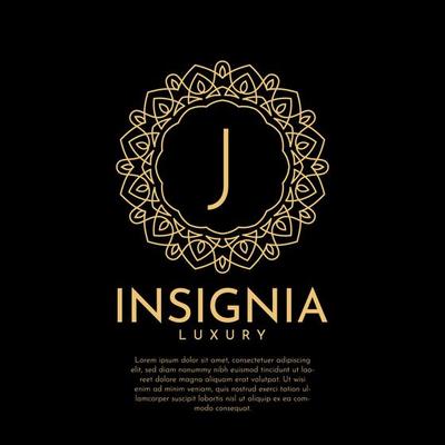 letter J luxurious insignia circle decorative lace vector logo design