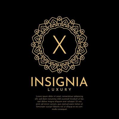 letter X luxurious insignia circle decorative lace vector logo design