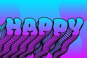 happy trendy and fun decorative text for web or print element design. clipping mask vector