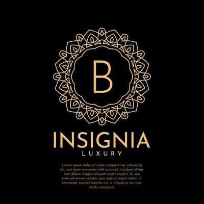 letter B luxurious insignia circle decorative lace vector logo design