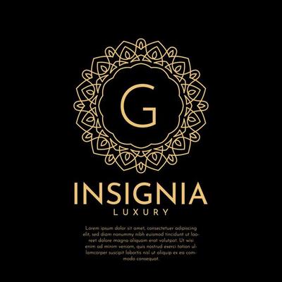 letter G luxurious insignia circle decorative lace vector logo design