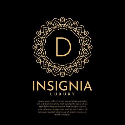 letter D luxurious insignia circle decorative lace vector logo design