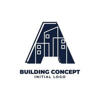 letra a con diseño de logotipo de vector inicial de objeto de construcción adecuado para bienes raíces y negocios inmobiliarios