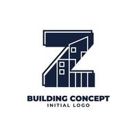 letra z con diseño de logotipo de vector inicial de objeto de construcción adecuado para negocios inmobiliarios y inmobiliarios