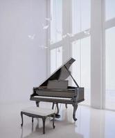 piano de cola en blanco moderno room.3d rendering foto